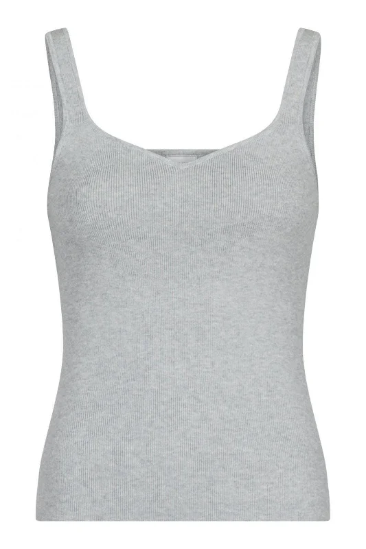 Deal Mania Neo Noir - Hanora Knit Top - Light Grey Melange