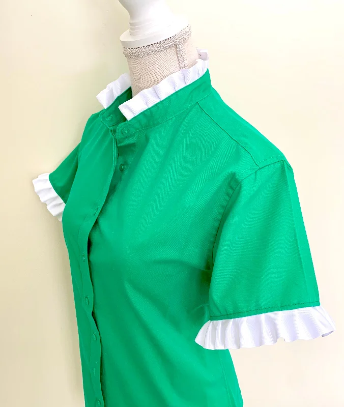 Special Buy SALE M ONLY Jane Green Short Sleeve Ruffle Shirt (J05)  **FINAL SALE**