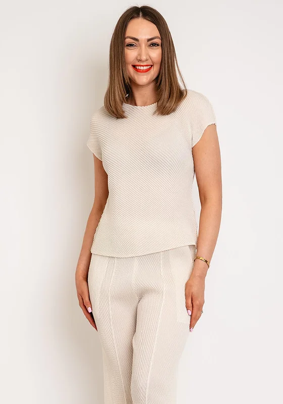 Weekend Discounts to Enjoy Thanny Cap Sleeve Crepe Top, Beige