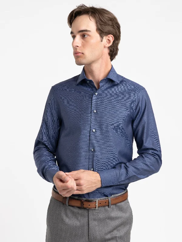 Navy Cotton Slimline Shirt