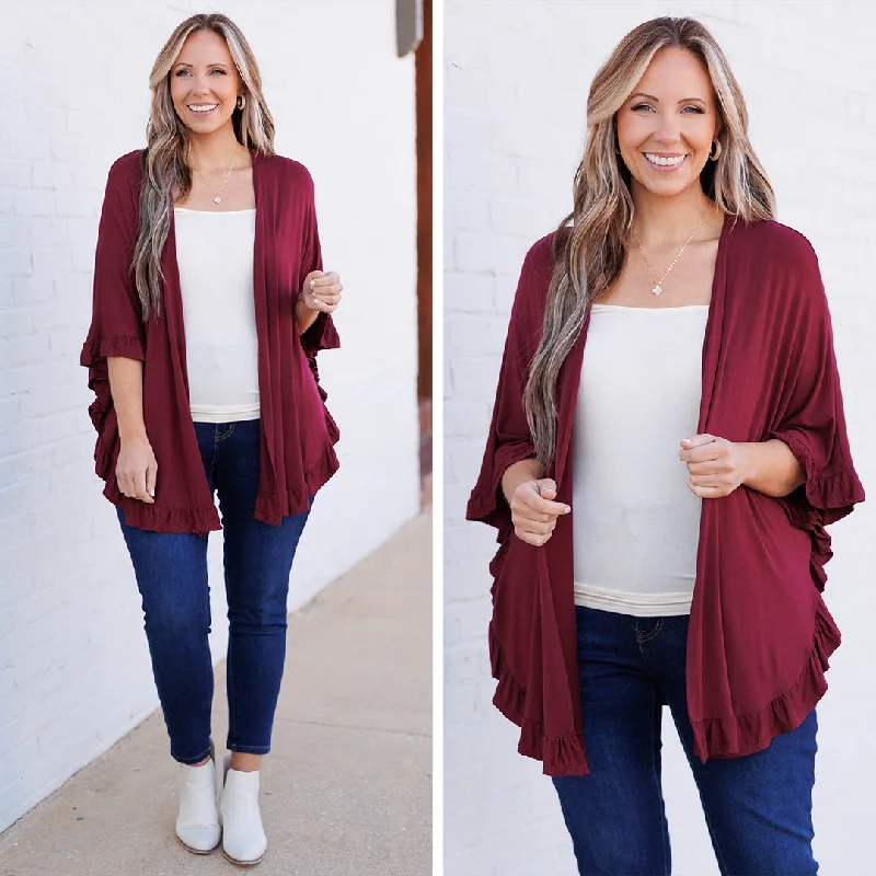 Price Blitz Wish You Were Mine Cardigan, Burgundy