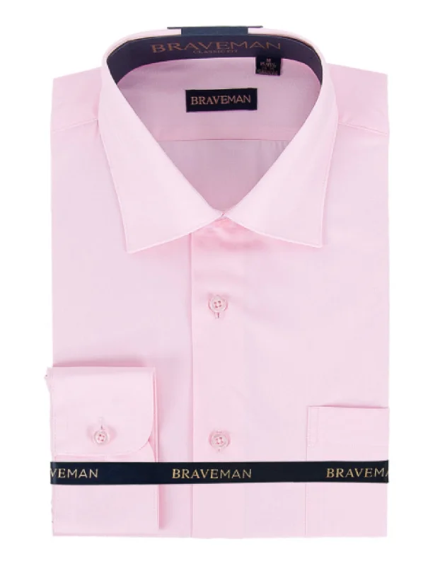 Mens Slim Fit Dress Shirt in Pink