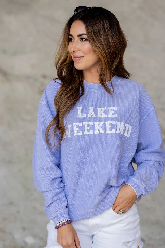 Weekend Discounts to Relish Lake Weekend Ribbed Graphic Crewneck