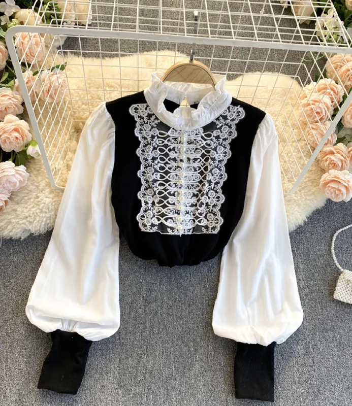 Shop Now Cute lace long sleeve tops  332