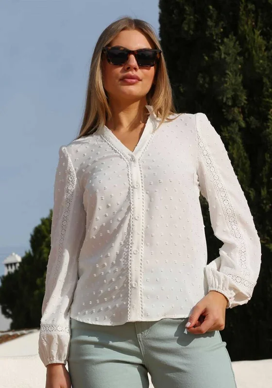 Limited Time Rant & Rave Edna Embroidered Blouse, White