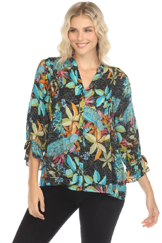 Markdowns Johnny Was Vacanza Paon Floral Blouse C13724A4