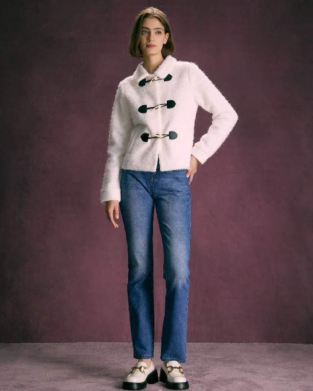 Super Savings The White Horn Button Long Sleeve Jacket