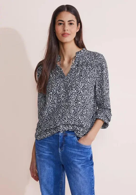 Savings Bonanza Street One Print Tunic Blouse, Deep Blue