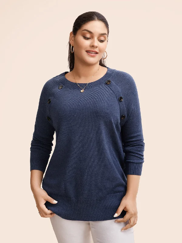 Exclusive Offer Supersoft Essentials Button Detail Raglan Sleeve Pullover