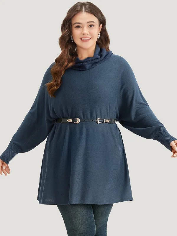 Great Deal Supersoft Essentials Solid Turtle Neck Batwing Sleeve Pullover