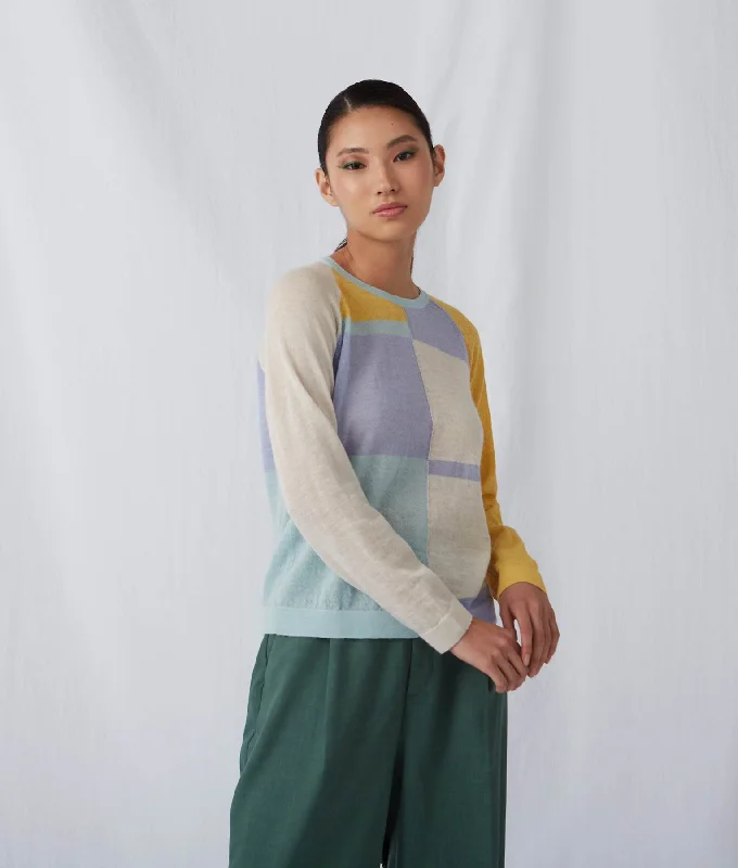 Final Sale Blocked Intarsia Crew Sweater