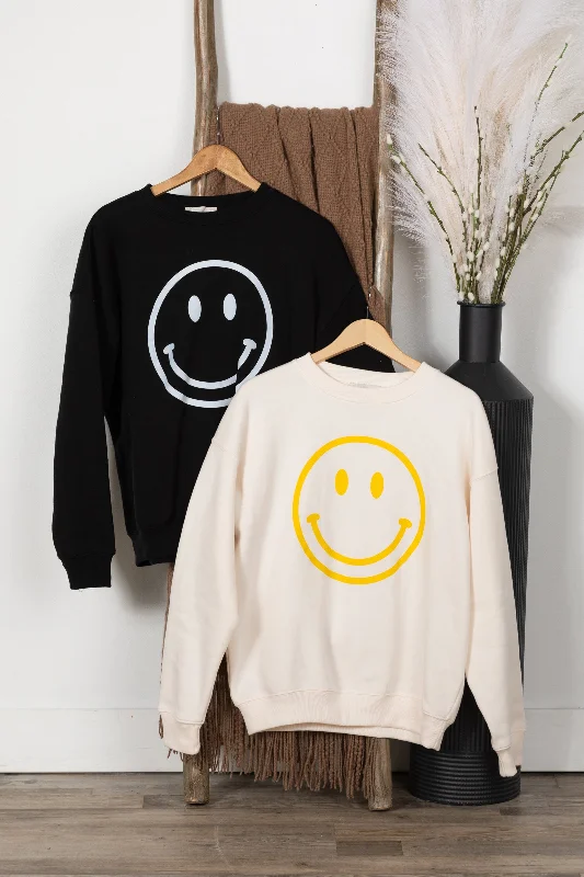 Incredible Offers Smile Printed Fleece Crewneck