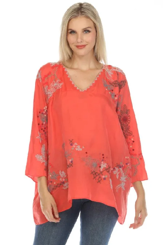 Exclusive Access Johnny Was Biya Luciana Embroidered Tunic Top Boho Chic B24024
