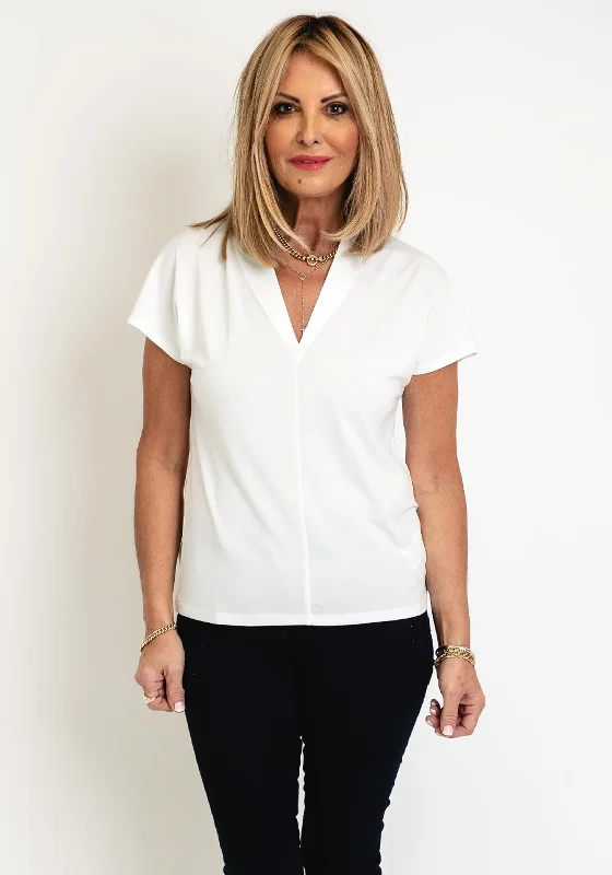 Weekend Deal FREEQUENT Lightweight V-Neck Top, Off White
