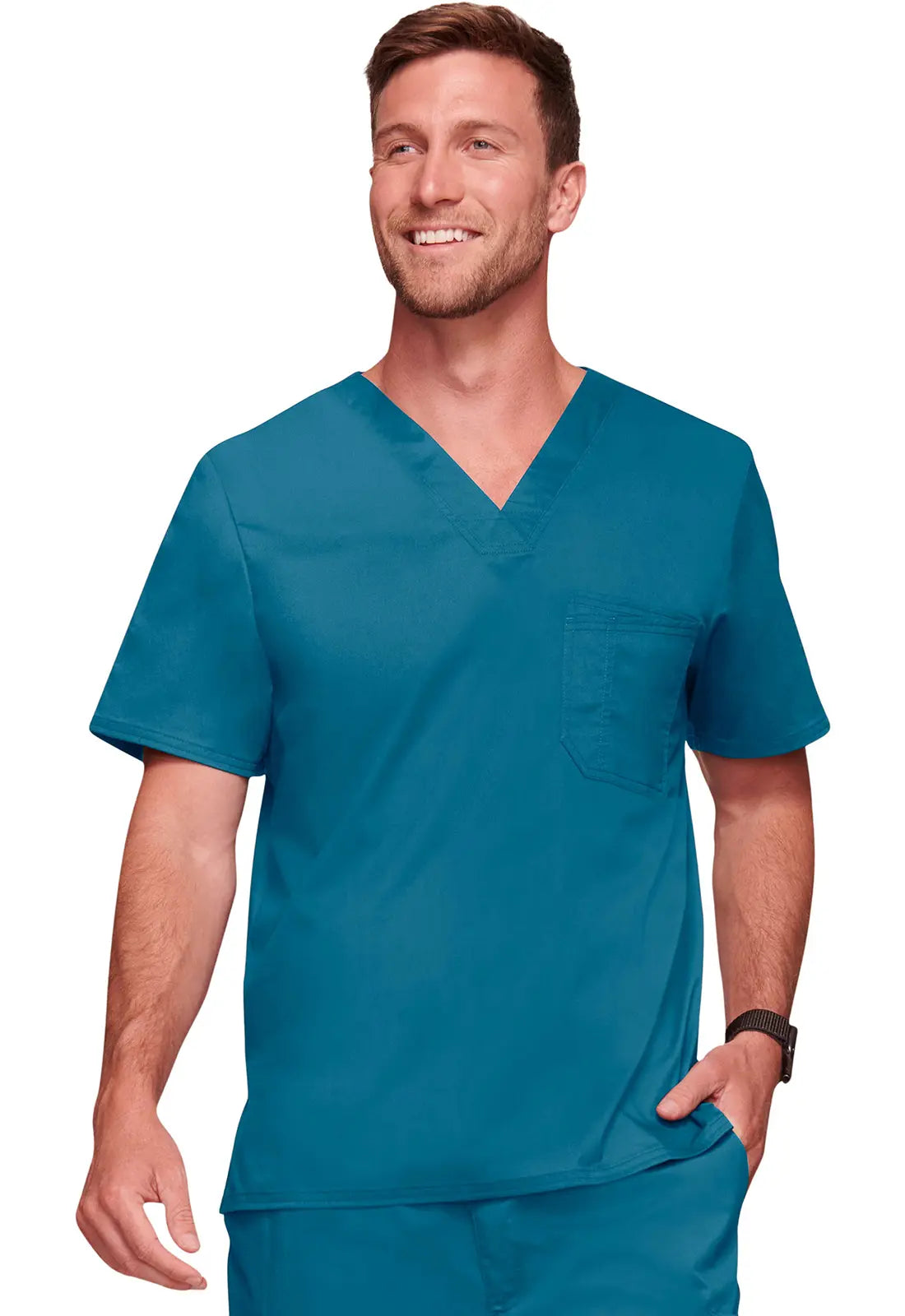 Cherokee Men's Tuckable V-Neck Top - Caribbean Blue