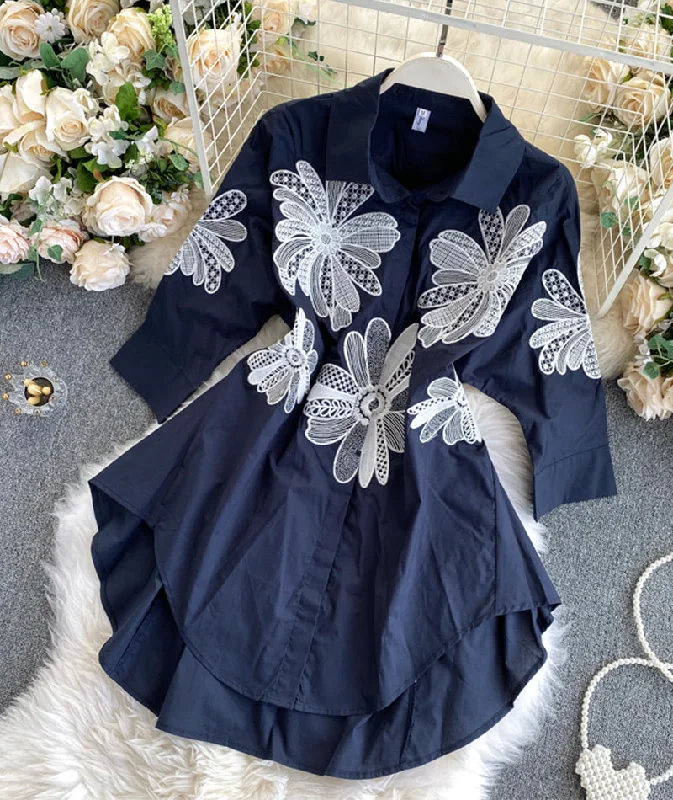 Price Blitz Blue lace applique tops  358