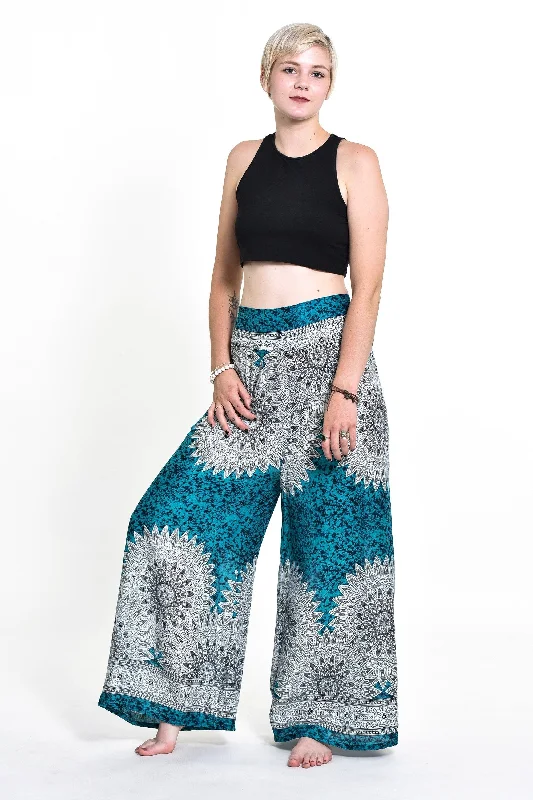 Amazing Value Womens Marble Mandalas Palazzo Pants in Turquoise