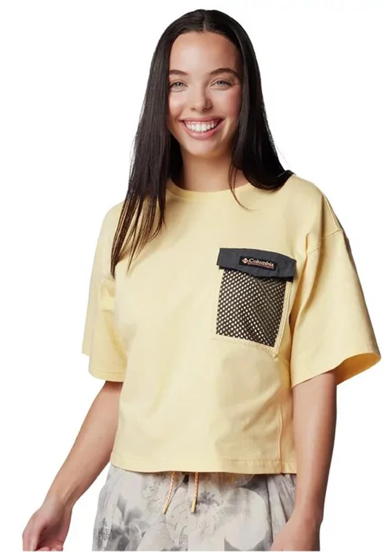 Extra Savings Columbia Womens Painted Peak™ Knit Short Sleeve Cropped Top, Sunkissed Shark