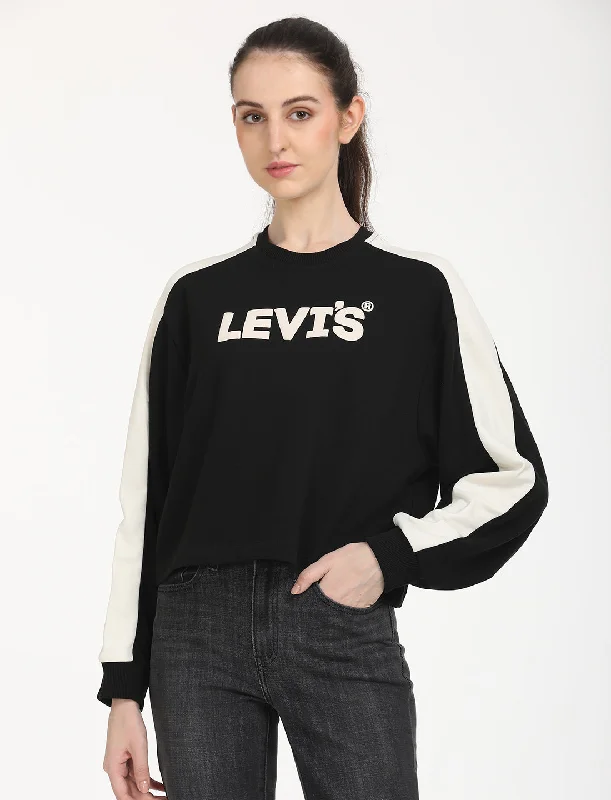 Weekend Savings Sensation Women's Brand Logo Black Crew Neck Sweatshirt