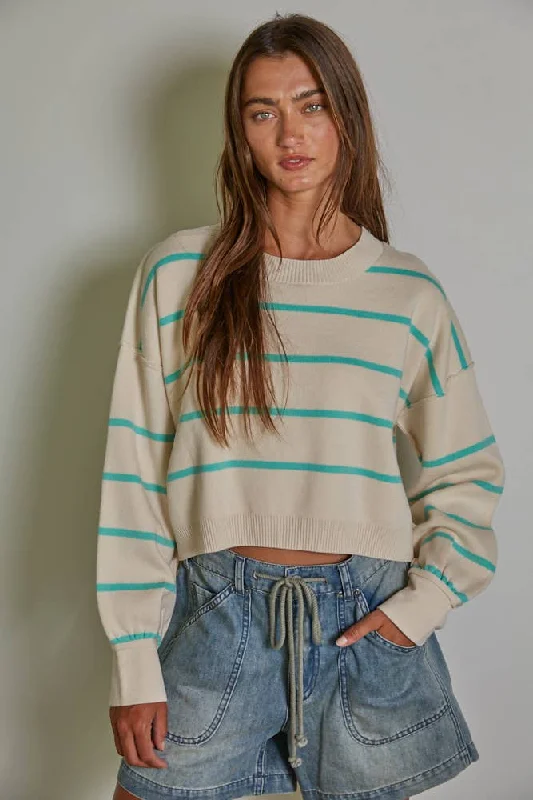 Weekend Offers That Impress Striped Crew Long Sleeve Sweater