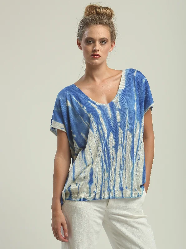 Value Deals Hand Painted V neck Poncho Tee