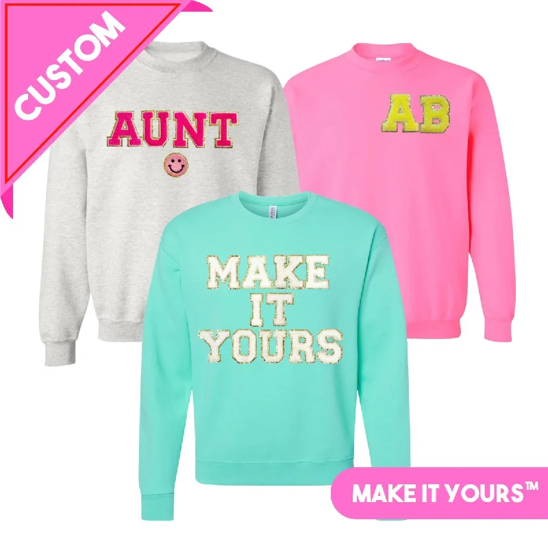 Weekend Offers That Impress Make It Yours™ Letter Patch Crewneck Sweatshirt