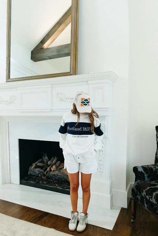 Weekend Sale: Don't Miss Out Portland Colorblock Sweatshirt - White/Navy