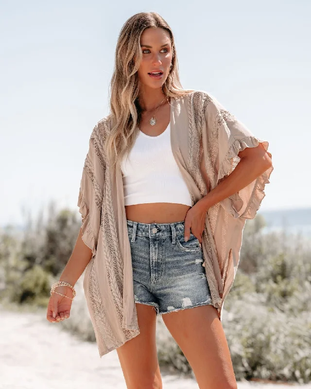 While Supplies Last Latte Open Front Textured Kimono - FINAL SALE