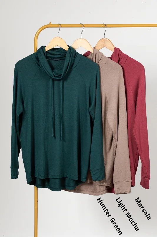 Price Reduction Drawstring Cowl Neck Knit Top