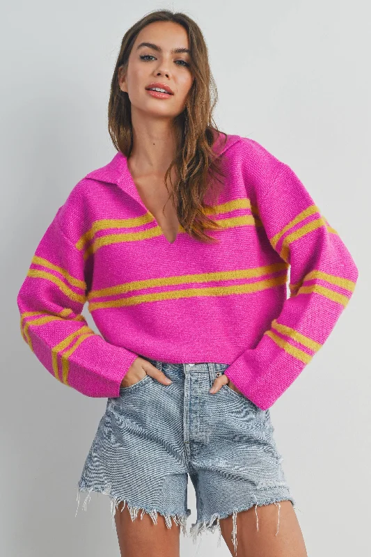 Super Bargain Stripe Cropped Sweater Top