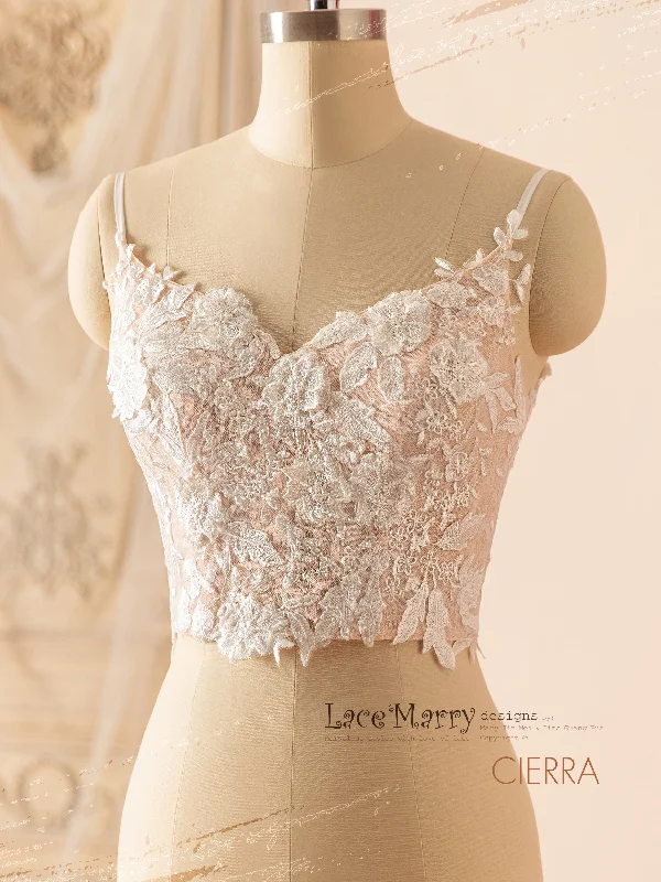 YEAR-End Sale CIERRA / 3D Lace Crop Top with Thin Straps