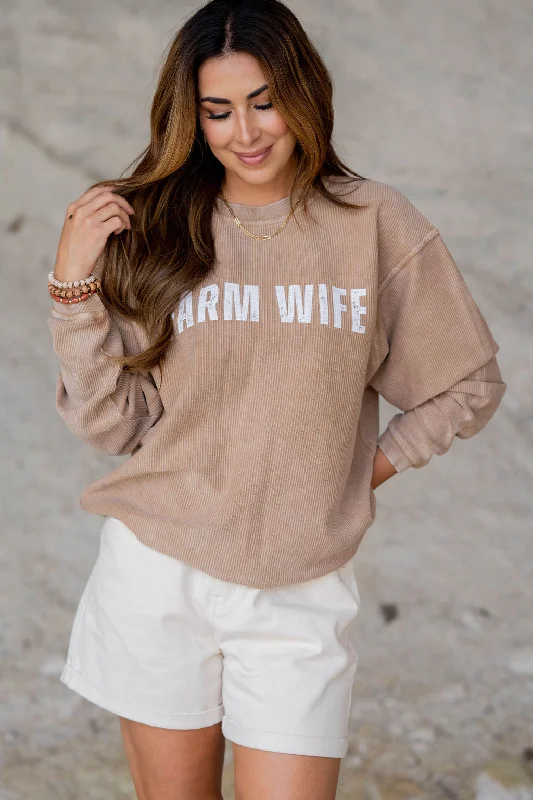 Weekend Specials to Relish Farm Wife Ribbed Graphic Crewneck