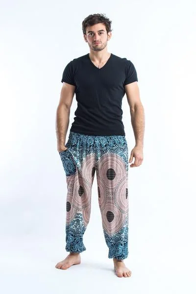 Special Price Unisex Geometric Mandalas Harem Pants in Silver Gray