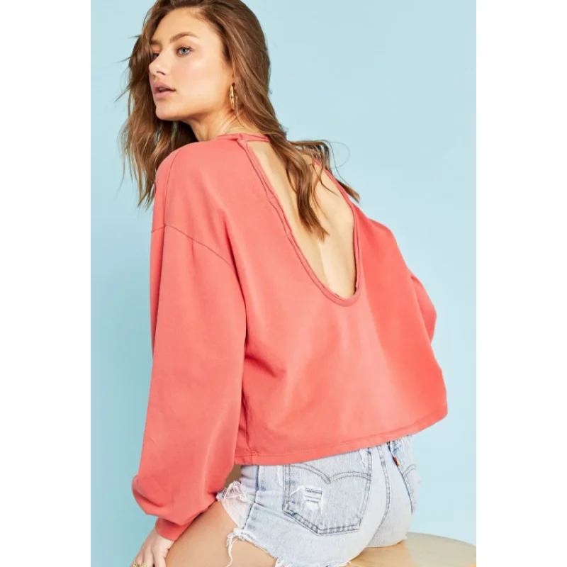 Don’t Miss Out Baylee Cutout Back Sweatshirt