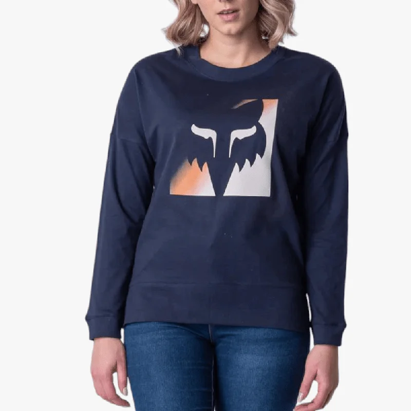 Deal Dash Fox Womens Detonate Long Sleeve Tee Deep Cobalt