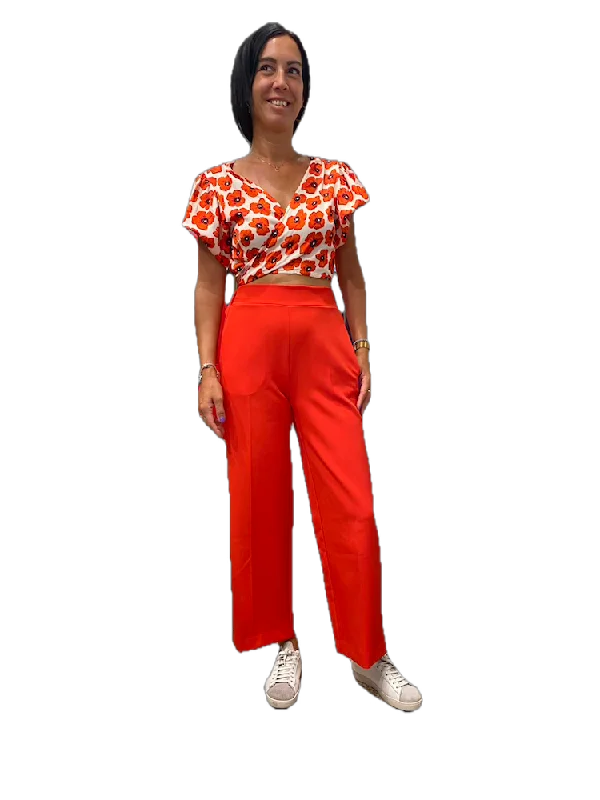 Act Fast Maryley red wide leg pants