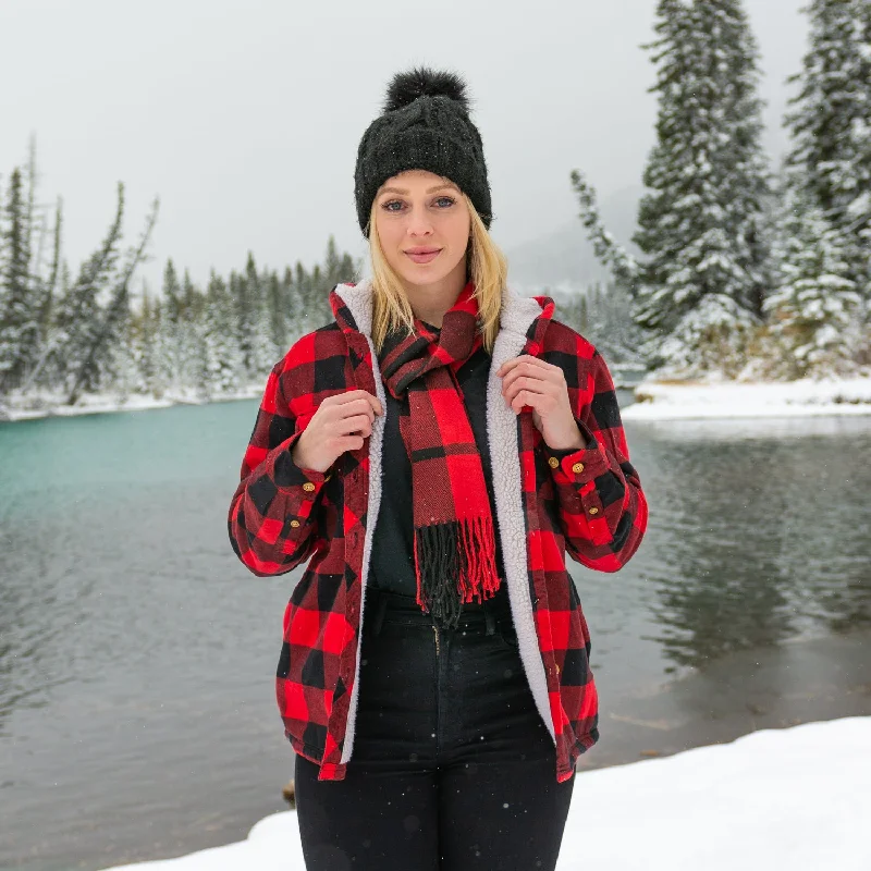 Best Bargains Flannel Sherpa Hooded Jacket in Large Buffalo Check
