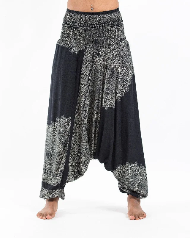 Weekend Shopping Made Better Unisex Floral Mandalas Drop Crotch Jumpsuit Harem Pants in Black Weekend Shopping Made Better Unisex Floral Mandalas Drop Crotch Jumpsuit Harem Pants in Black