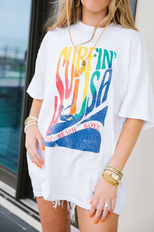 Shop and Save Beach Boys Surfin' USA Graphic Tee -White