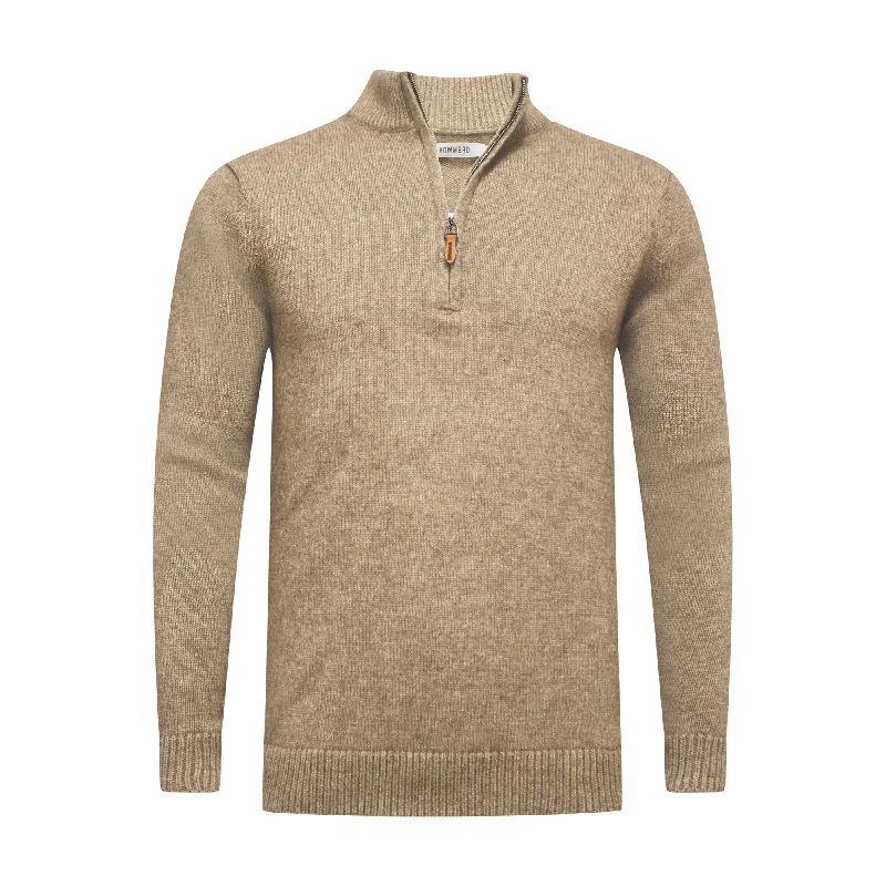 Hommard Montuosa half Zipper Sweater Camel