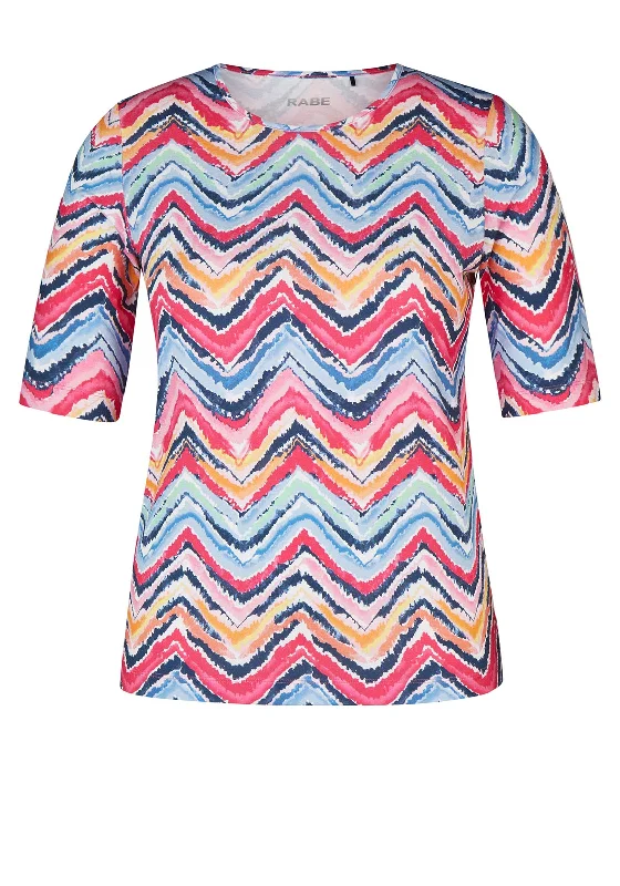 Buy Today Rabe Round Neck Zig Zag Print Top, Multi