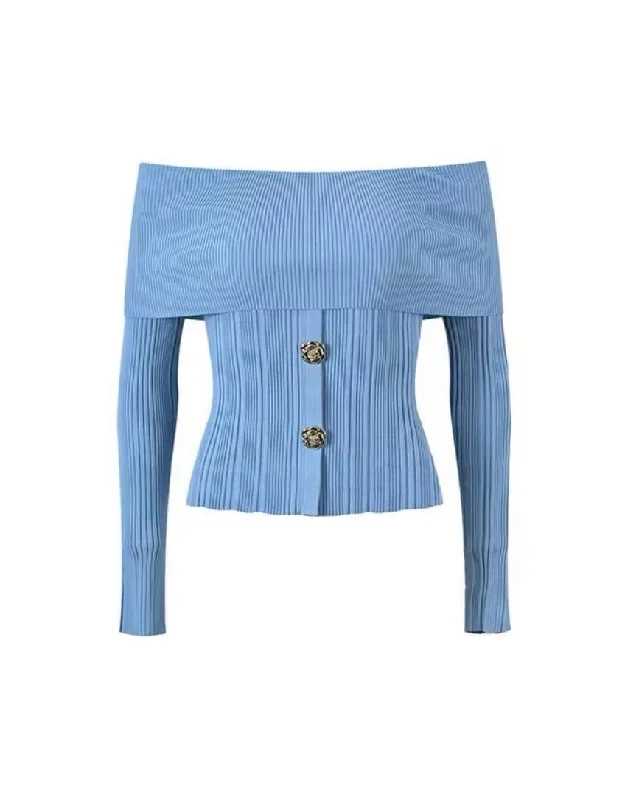 Weekend Bargains to Love Slash Neck Ribbed Knit Sweater