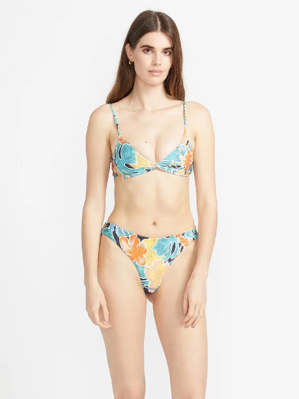 New Markdowns Take It Easy V Neck Twist Crop Bikini Top - Multi