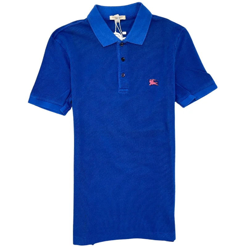 Men's Plaque Logo Polo Shirt Blue Size S