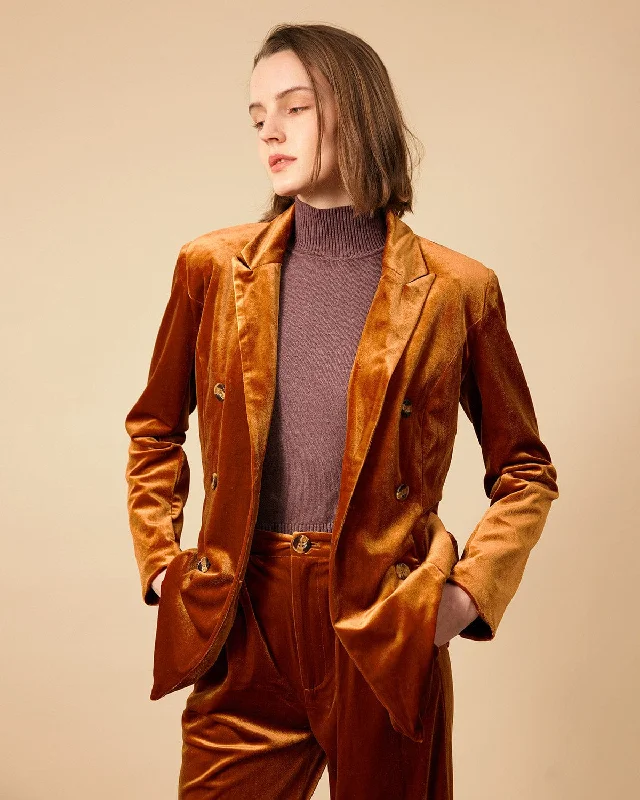 YEAR-End Clearance The Collared Double-breasted Velvet Blazer