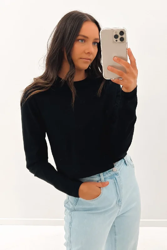 Overstock Blanks Long Sleeve Baby Tee Black