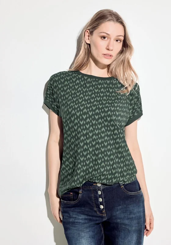 Stock Up and Save Cecil Printed Mix Fabric Top, Khaki