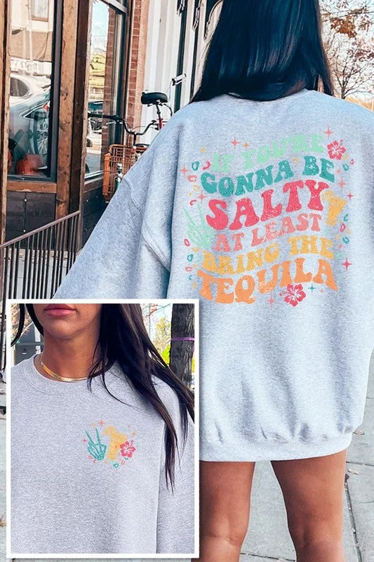Make Your Weekend Count with Savings Tequila Front Back Graphic Fleece Sweatshirts