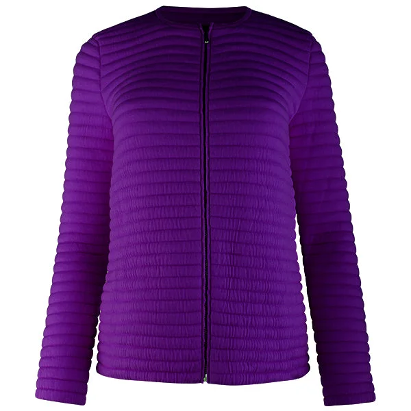 Year-End Clearance Knitted Zip Bomber Jacket in Grape
