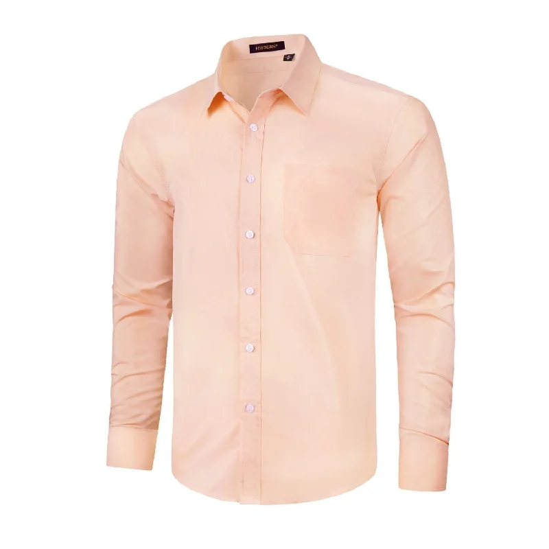 Men's Dress Shirt with Pocket - LIGHT ORANGE